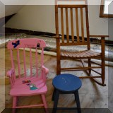 F46. Rocking chairs and stool. 